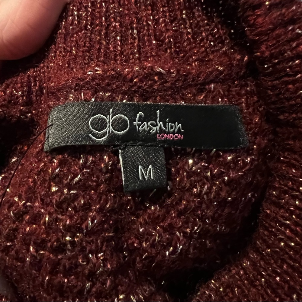 NWT Francesca’s Burgundy Shimmer Knit Sweater Dress - Picture 9 of 10